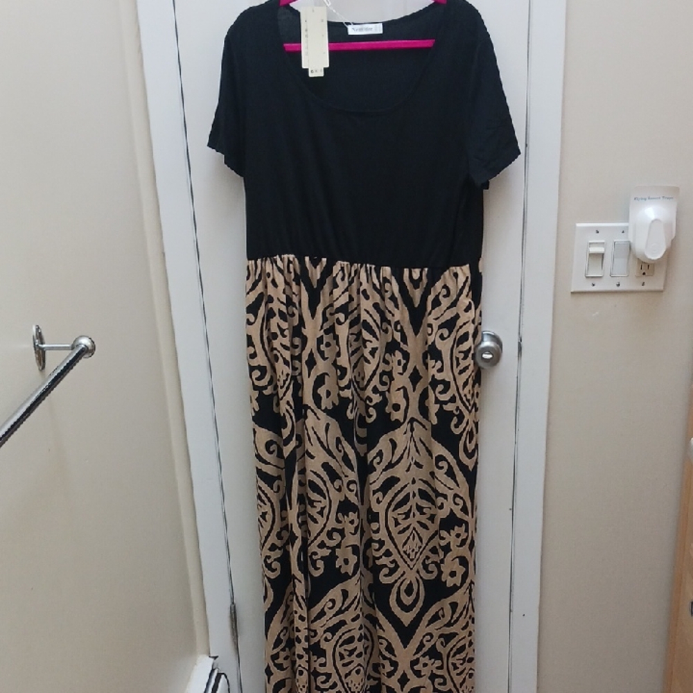 Chic Black and Tan Maxi Dress
